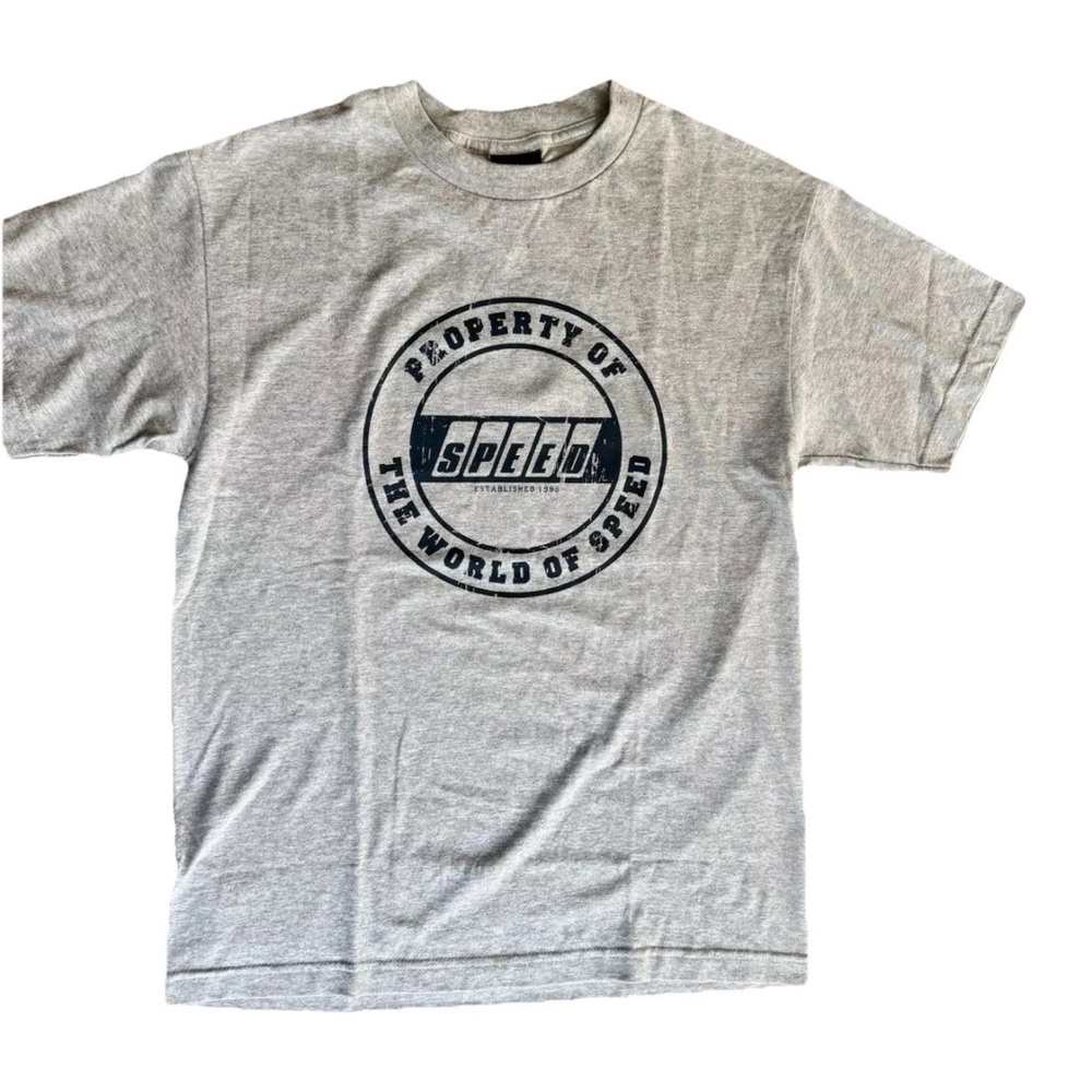The world of speed‎ men’s cotton/poly blend gray souvenir T-shirt size medium